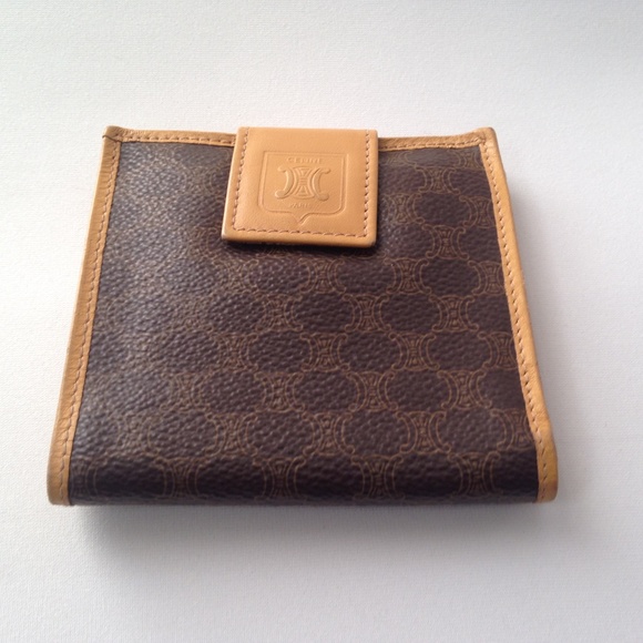 Celine, Brown Macadam Leather Compact Wallet - Picture 2 of 8